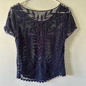 Xhilaration Navy Blue sheer blouse